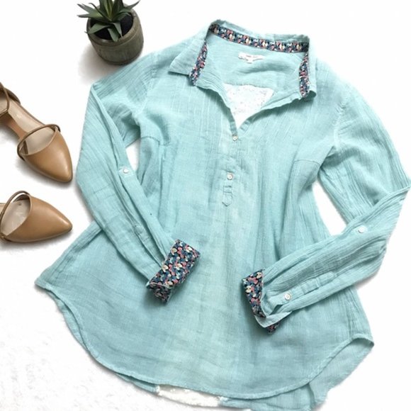 Anthropologie Tops - ANTHROPOLOGIE Striped Altay Lace Popover Top {S18}